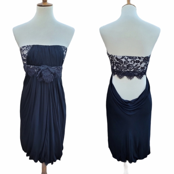 Marchesa Notte Black & Lace Open Back Dress - Picture 1 of 5